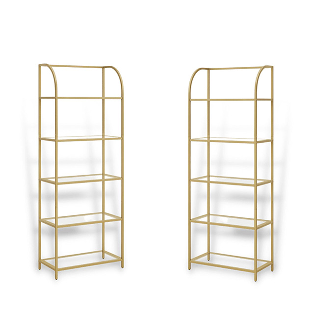Gold Bookshelves event decor rental