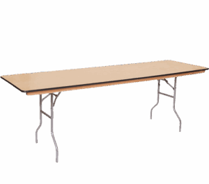 Standard 6-foot folding banquet table with a white top.