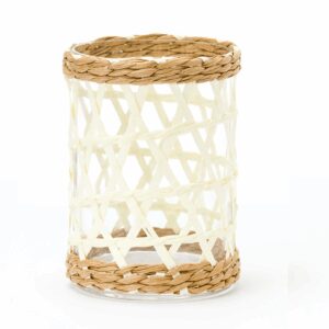 Medium white island-style hurricane lantern.