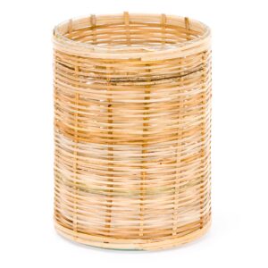 Large natural wicker hurricane lantern.