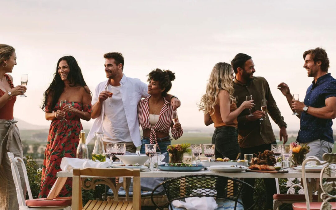 Table setting with blush and gold details.