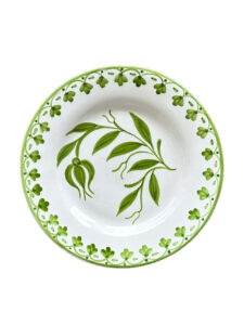 Green linen napkin with soft texture and natural hue.