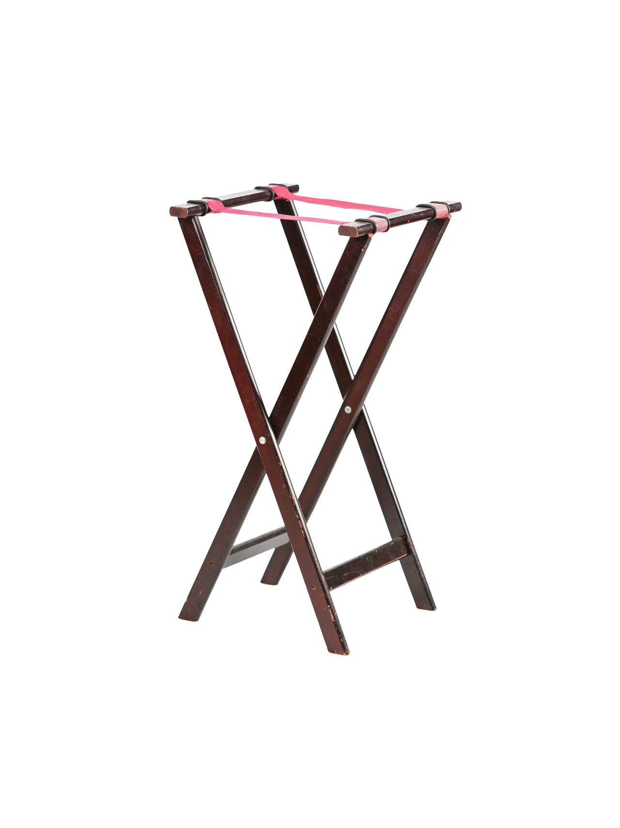 Mahogany wood folding tray stand for service.